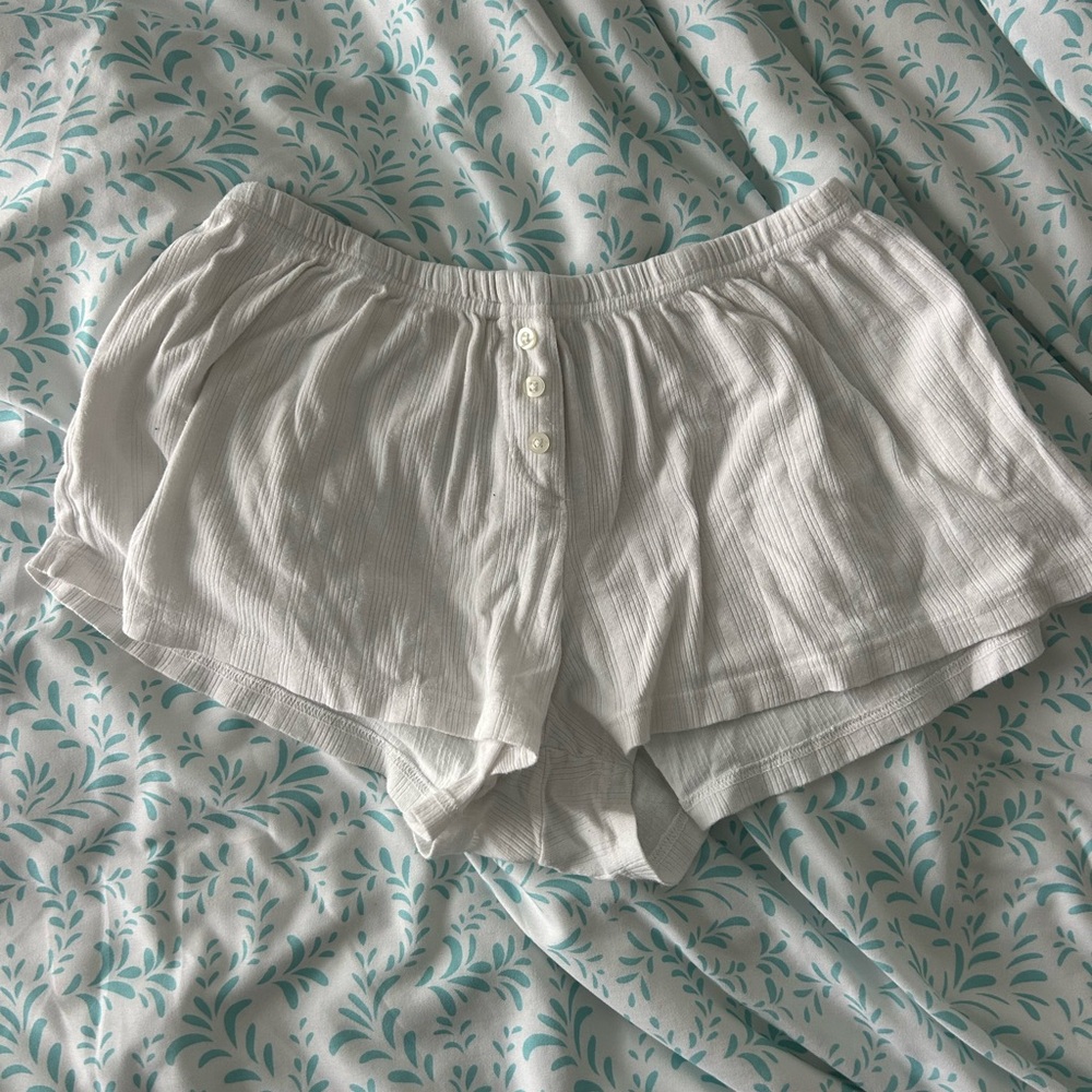 Comfy White Button-Front Shorts
